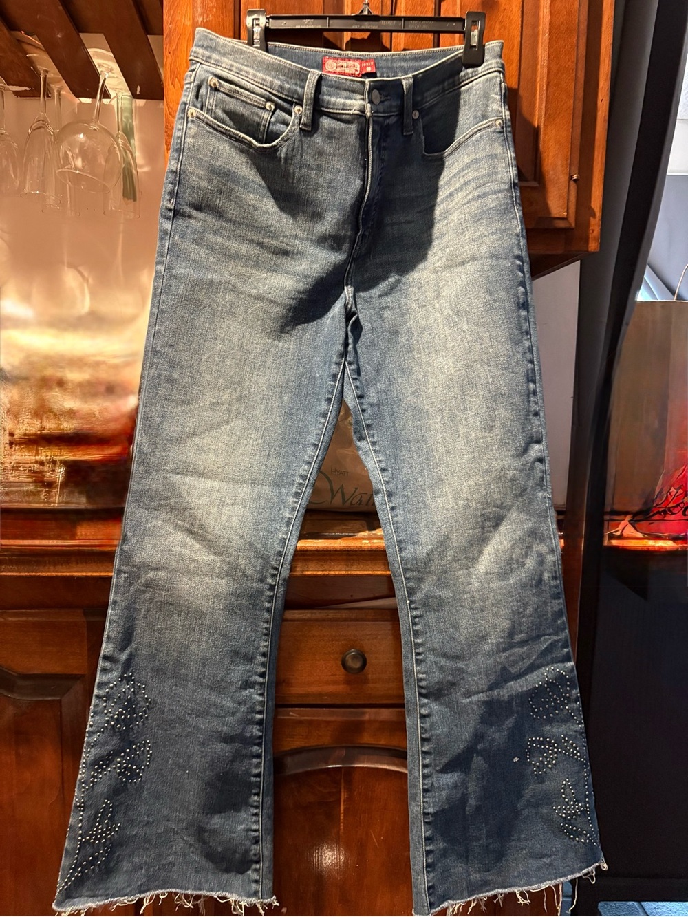 Lucky Brand Lucky Legend Studded Wide Leg Denim Jeans - Blue